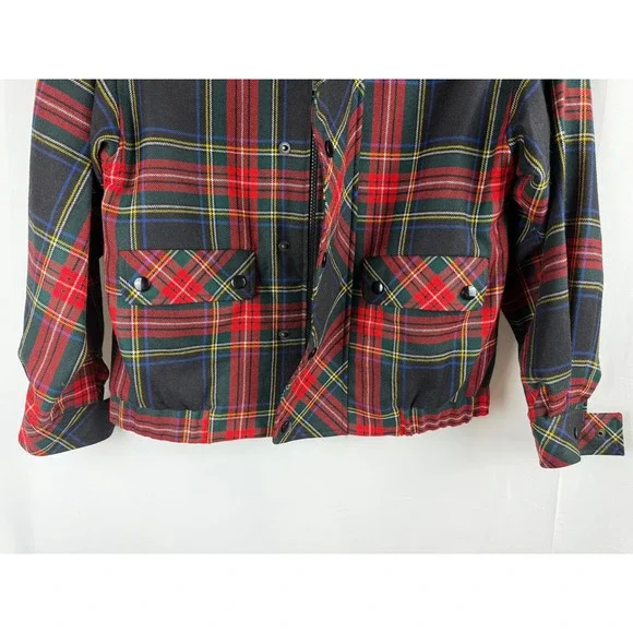 George Masket LTD Vintage Wool Plaid Jacket Full Zip Snap Button Pockets Jacket‎ - Picture 3 of 6